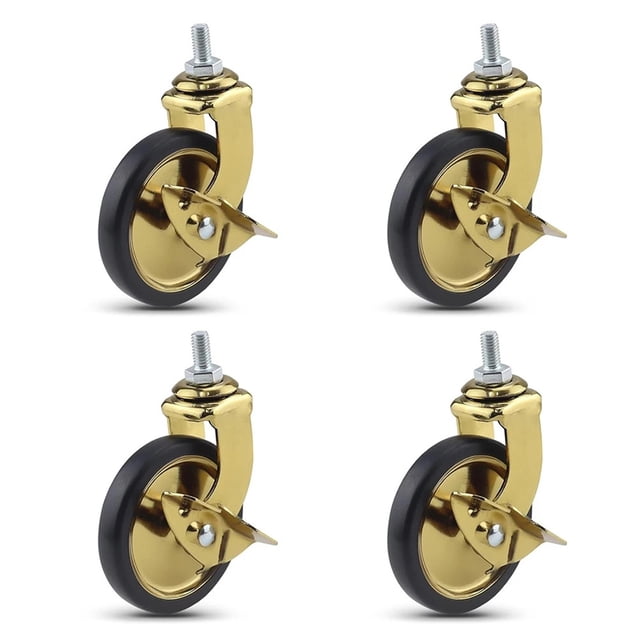 3-Inch Swivel Stem Casters With Brake For Hotel Restaurant Trolley Casters With 8x15 Threaded,Lightweight Total Capacity 160lbs ,Superior Material