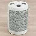 thumbnail image 1 of Steampunk Ceramic Toothbrush Holder, Abstract Design of the Grey Toned Gears Working in Harmony Conceptual Image, Decorative Versatile Countertop for Bathroom, 4.5" X 2.7", Grey and White, 1 of 4