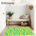thumbnail image 3 of ODIKA 6'x9' Machine Washable Non-Slip Area Rug, Sunrise Ripple Interlocking Featuring Radiant Lines and Fluid Energy High Traffic Rug, Yellow, 705900, 3 of 7