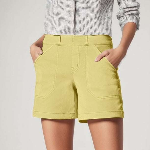 adviicd Workout Shorts Women Women's Summer Shorts High Waist Casual Loose  Sparkly Clubwear Shorts Yellow,XXXL 