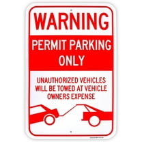 Large Permit Parking Only Sign, 8" x 12" .040 Aluminum Reflective Sign Rust Free Aluminum-UV Protected and Weatherproof