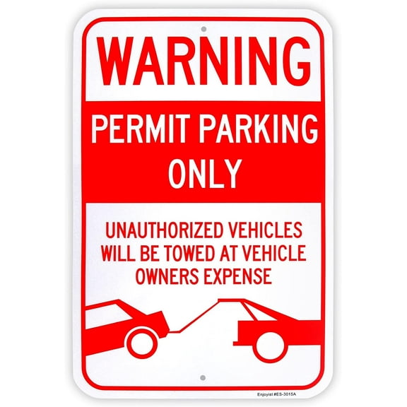 Large Permit Parking Only Sign, 8" x 12" .040 Aluminum Reflective Sign Rust Free Aluminum-UV Protected and Weatherproof