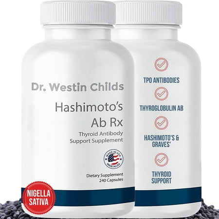 DR. WESTIN CHILDS Hashimoto’s Ab Rx | Thyroid Antibody Support with Black Seed Oil, 3% Thymoquinone & Vitamin D3 (60 Servings)