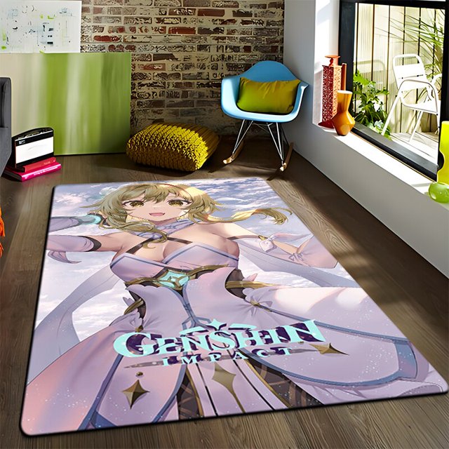 Genshin - Alfombra de área impresa en HD Sala de estar Habitación para niños Silla Mesita de noche Alfombra de oficina simple y moderna120 cm por 160 cm120 cm por 160 cm zhangmengya unisex