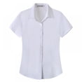 thumbnail image 1 of POINTERTECK Women‘s Cotton Basic Simple Stretch Button Down Shirt Tailored Short Sleeve Blouse, 1 of 8