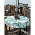 thumbnail image 2 of Outdoor Tablecloth with Umbrella Hole for Patio/Picnic/Party/Camping, Green Coastal Waterproof Table Cloth Round Cover Washable, Summer Conch Starfish Scallops Vintage Nautical (Dia 54"), 2 of 9