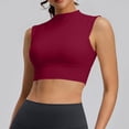 thumbnail image 6 of High Neck Crop Tank Tops for Women - Padded Longline Sports Bras Workout Gym Athletic Yoga Running Sleeve Top Yoga Tops, 6 of 7