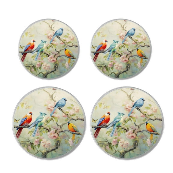 Metal Stove Burner Covers 4 Pcs Metal Round Stove Burner Covers 8Inch And 10Inch ,Birds Butterfly and Leaves Vintage picture, for Home Decor Cooktop Decorative