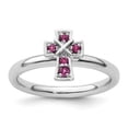 thumbnail image 3 of Auriga 925 Sterling Silver Rhodium Rhodolite Garnet Cross Ring for Women Size- 8, 3 of 6
