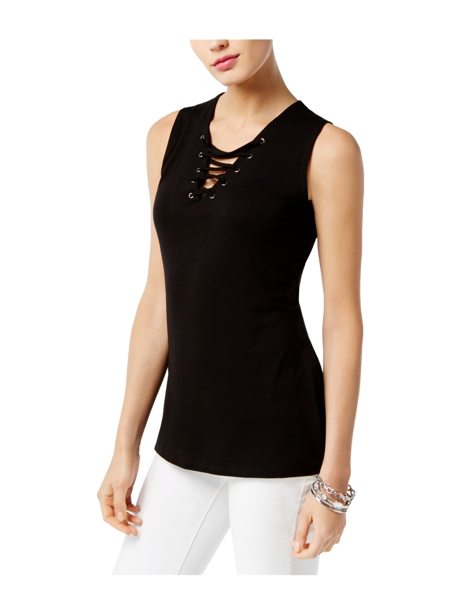 INC Womens LaceUp Tank Top deepblack XL Walmart Canada