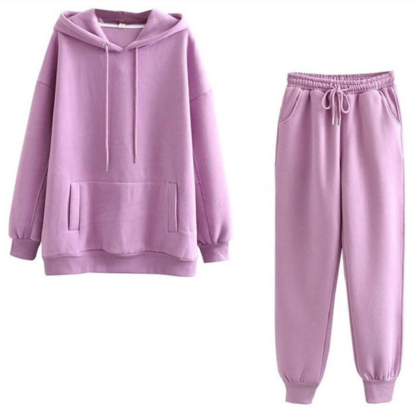 Puntoco Conjuntos de colores para mujer Ropa con capucha Ropa de salón Traje Conjunto deportivo tops + Pantalones Liquidación Puntoco Puntoco-685