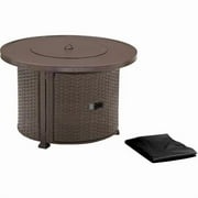 Better Homes & Gardens Colebrooke 37 Round 50,000 BTU Propane Gas Fire Pit Table with Glass Beads, Metal Lid and Protective Cover