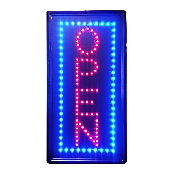LED Neon Light Open Sign with Animation On/Off and Power On/Off Two Switchs for Business (Vertical Open LN100)