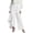 White, variant on Women's Wide Leg Linen High Waist Asymmetrical Wrap Button Front Summer Casual Streetwear Pants