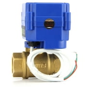 U. S. Solid IP65 Motorized Ball Valve 1 in NPT Standard Port Brass AC/DC 9-24V 2 Wire Auto Return Wiring Normally Closed Blue Casing