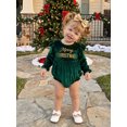 thumbnail image 4 of Cjfdfy Newborn Baby Girl Christmas Outfit Letter Print Crew Neck Long Sleeve Romper and Sequined Bow Headband 2 Pcs Set Infant Girl Merry Christmas Velvet Romper 0-18M, 4 of 9