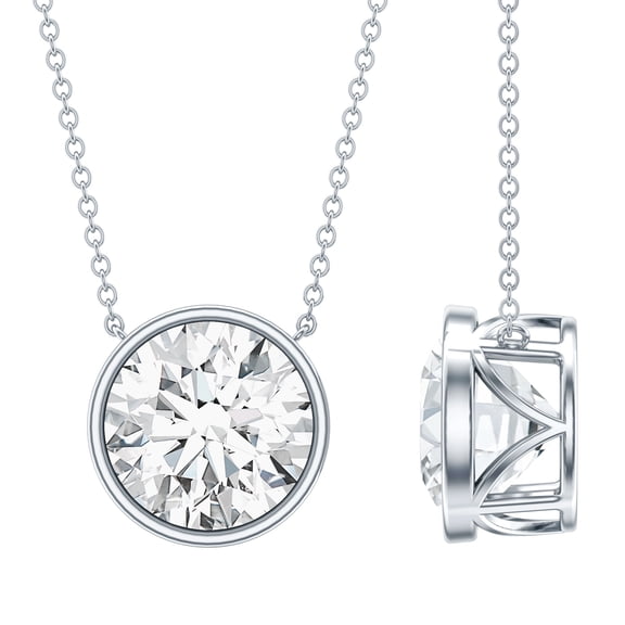 Rosec Jewels IGI Certified Lab Grown Diamond Necklace (5 Carat, E-VS1 Quality) - Big Diamond Necklace - with Jewelry Box, 925 Sterling Silver