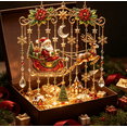 thumbnail image 2 of Santa Moon Sleigh Christmas Hanging Suncatcher, Stained Glass Style Window Hanging Ornament with Crystal Bell for Holiday Home Decor, 2 of 6
