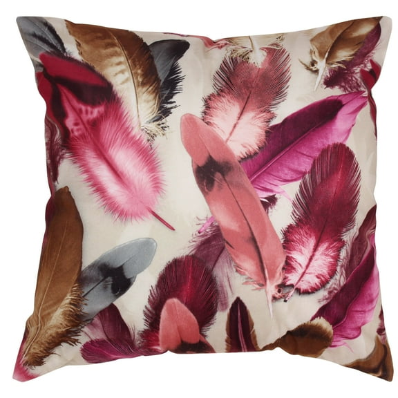 Violet Linen Decorative Chenille Feathers Design, 18" x 18" Throw Pillow - Violet