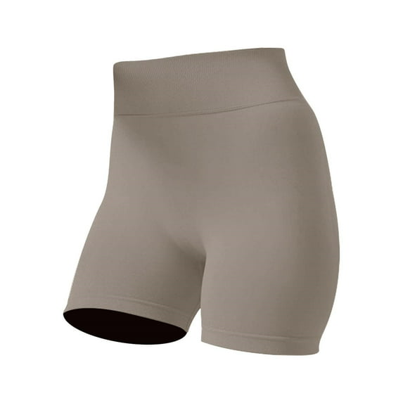 PEASKJP Women's Bike Shorts High Waist Tummy Control Stretchy Hiking Shorts Workout Shorts for Women Grey L