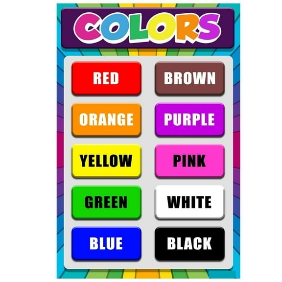 Colors Poster for Toddlers & Classroom - Sign Educational Rules, Teacher Supplies, School Decor, Teaching Kids, Nursery, Homeschool, Kindergarten