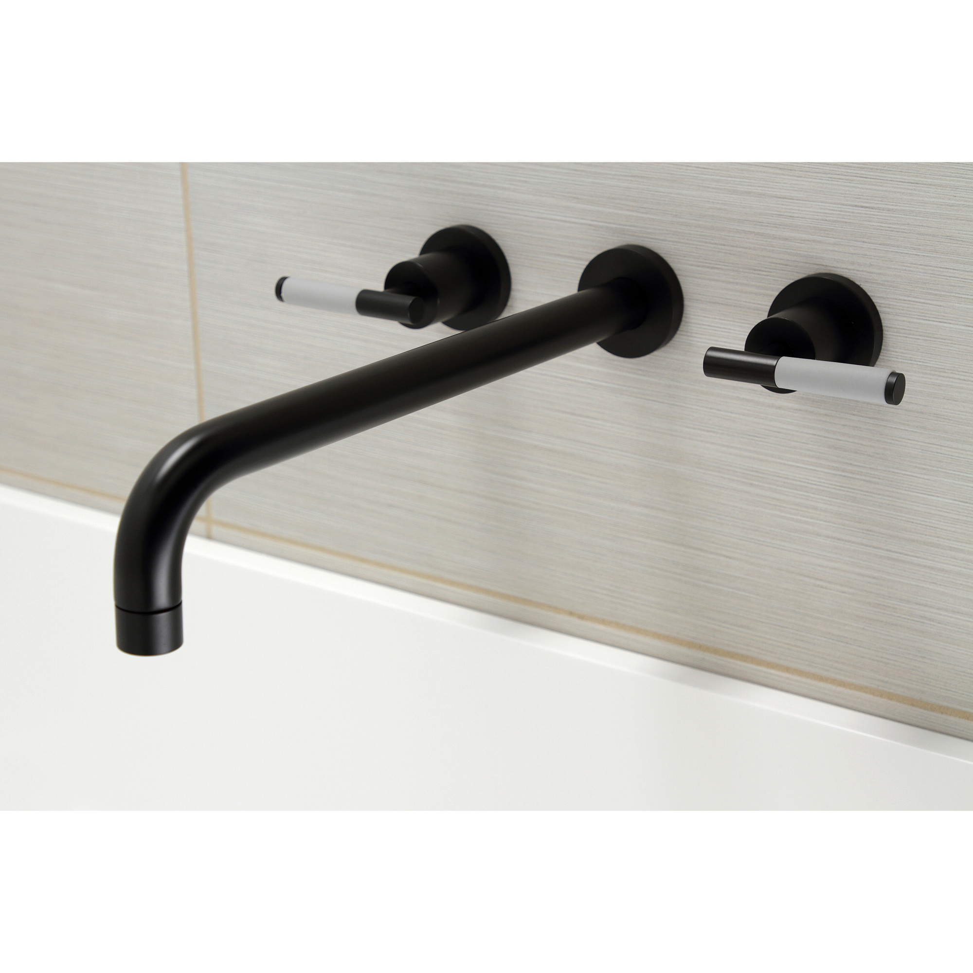 Kingston Brass KS8040CKL Kaiser Two-Handle 3-Hole Wall Mount Roman Tub Faucet in Matte Black