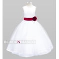 thumbnail image 2 of Black N Bianco Tulle Flower Girl Dress White w/ Colored Sash, Bow and Flower, 2 of 2