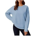 thumbnail image 3 of QATAINLAV Womens Oversized Sweatshirts Casual Crewneck Long Sleeve Fleece Sweaters Tops Fall Fashion Outfits Winter Clothes, Blue, XXL, Birthday Gifts, 3 of 9