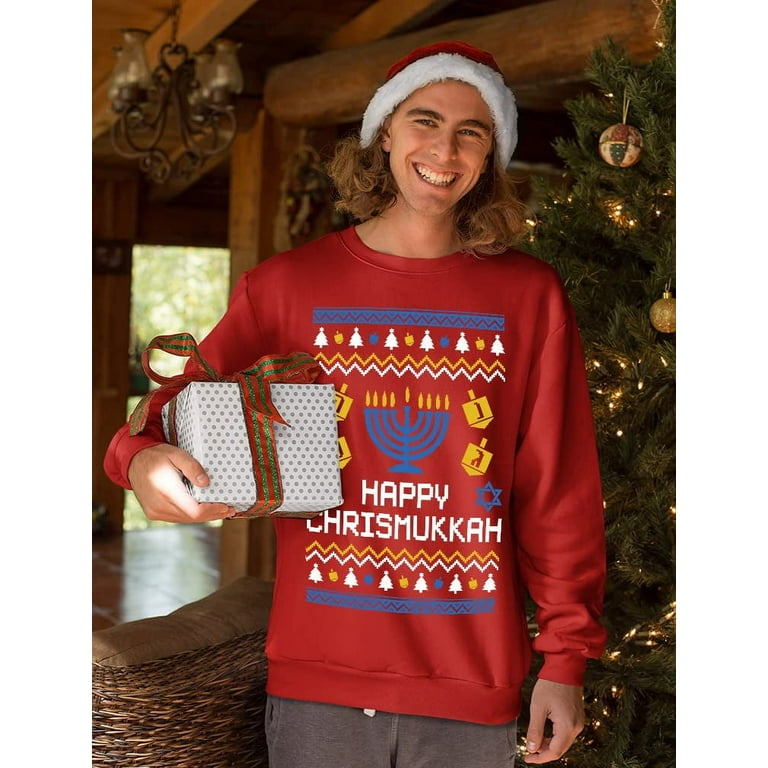 Tstars Mens Ugly Christmas Sweater Happy Chrismukkah Xmas Hanukkah Christmas Gift Funny Humor Holiday Shirts Xmas Party Christmas Gifts for Him Ugly