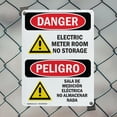 thumbnail image 5 of (2 Pack) Electric Meter Room No Storage Bilingual OSHA Danger Sign 18 Inch X 24 Inch Plastic Sign, Weather Resistant, UV Protected for Workplace, Business, and Construction Site, Made, 5 of 8
