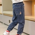 thumbnail image 6 of KAUOD Toddler Straight Jeans Vintage Patchwork Pull on Denim Pants Kids Boys Elastic Waist Y2k Denim Trousers with Pockets, 6 of 9