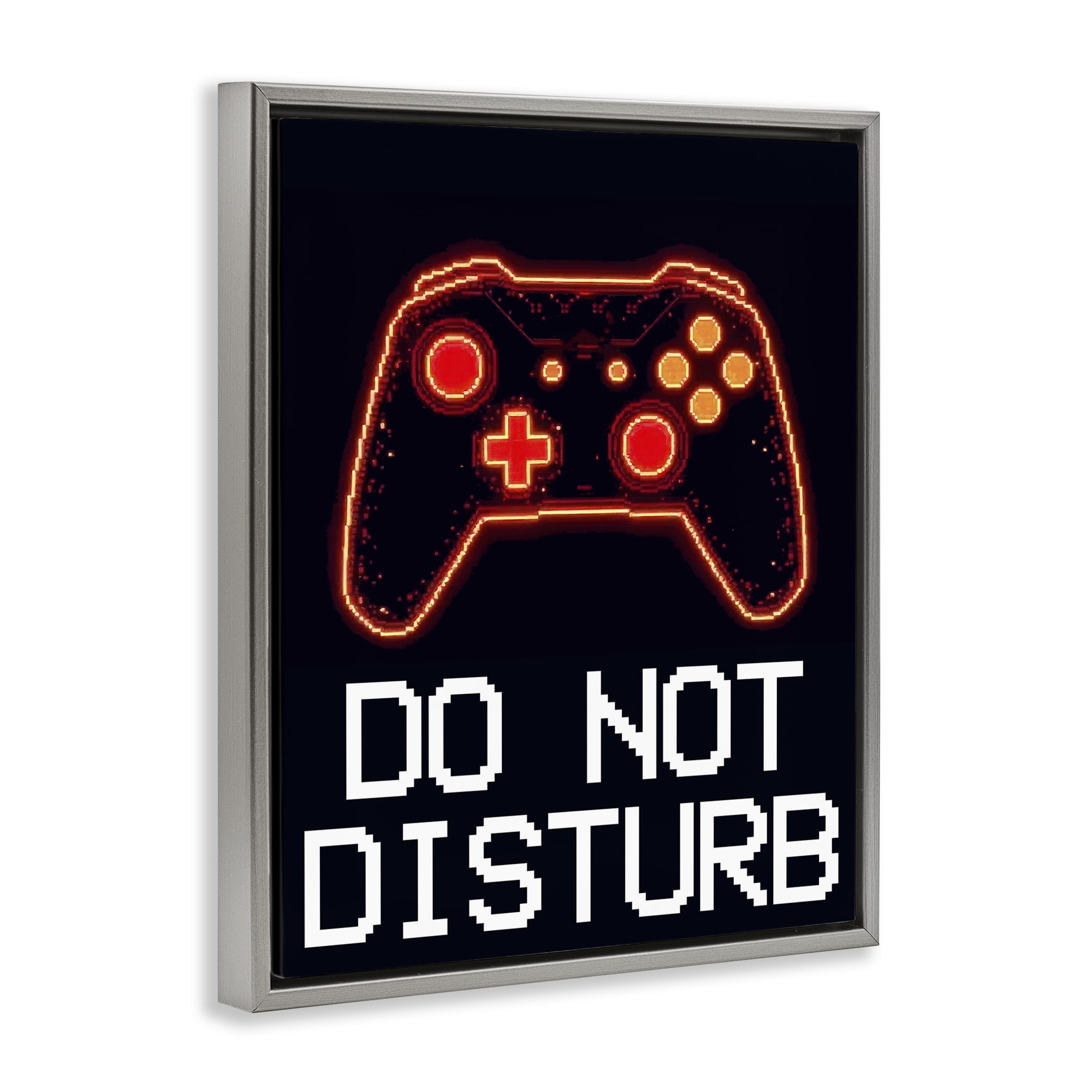 Do Not Disturb Neon Control Gray Framed Floater Canvas Wall Art, design by Kim Allen