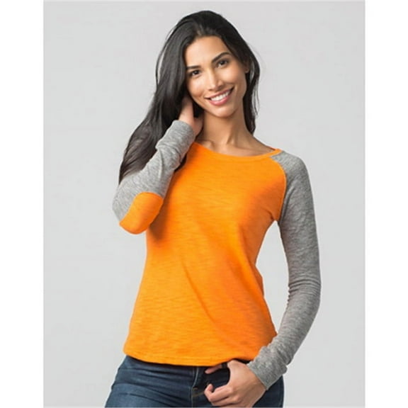 Boxercraft T66 Women's Preppy Patch Tee-Orange/Granite-XS