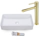 thumbnail image 1 of Aquaterior Bathroom Vessel Sink Faucet Set Ceramic Bathroom Countertop Vessel Sink & One Hole Vanity Mixer Bar Faucet w/Pop Up Drain  (CUPC NSF CEC), 1 of 11