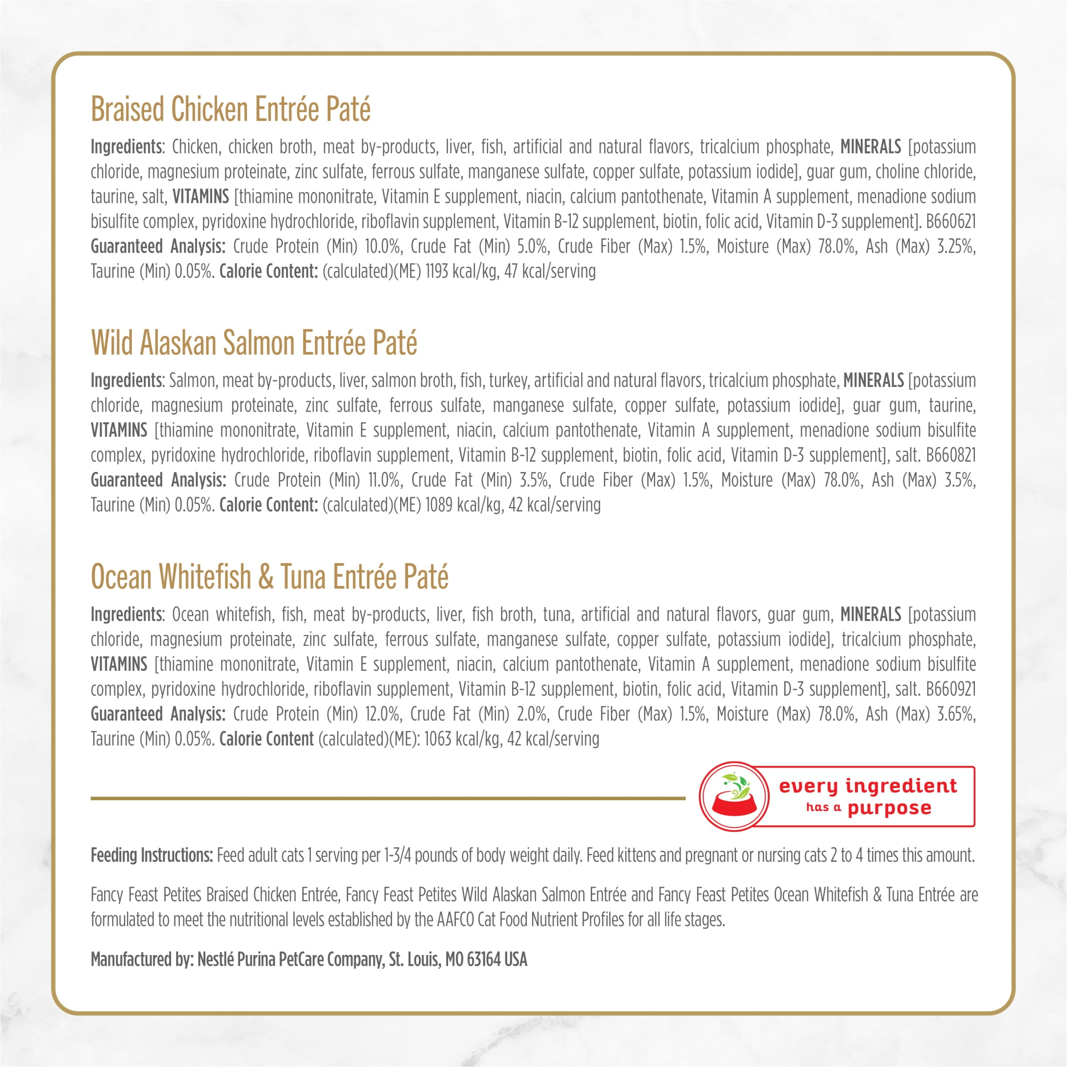 Purina Fancy Feast Petites Kitten Food, Wet Cat Food, Pate Collection, 48 Entrees, 1.4 oz Tubs