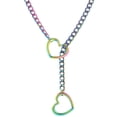 thumbnail image 2 of Heart Slip Chain Necklaces for Women, Stainless Steel O-Ring Adjustable Lariat Heart Y-Necklace, Punk Gothic Cuban Collar Necklace Jewelry for Men, 2 of 7