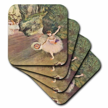 Degas Ballerina Paintings - 3dRose Edgar Degas Painting Take A Bow Of Ballerinas, Soft Coasters, set of 4