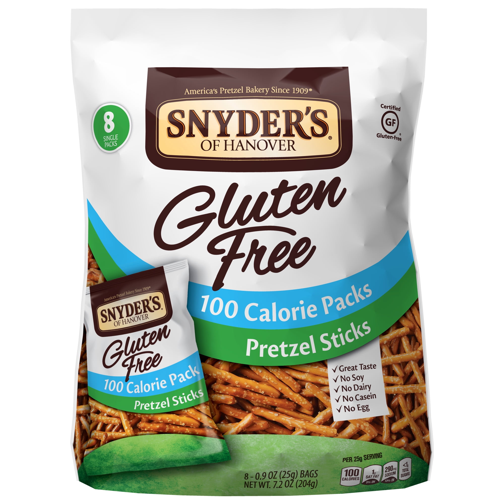 Snyder's of Hanover Gluten Free Pretzel Sticks, 100 Calorie Individual Packs, 8 Ct