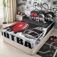 thumbnail image 3 of Erosebridal Rugby Football Player Zipper Twin Comforter Sets with Fitted Sheet and 2 Pillowcases for Boys Men, Sport Helmet Print Zipper Bedding Set, Black Reversible, 4 Pieces, 3 of 7