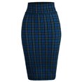 thumbnail image 2 of A2Y Women's Basic Solid Ponte Knee Length Slit Techno Span High Waist Pencil Skirt Royal Check Plaid 1XL, 2 of 5