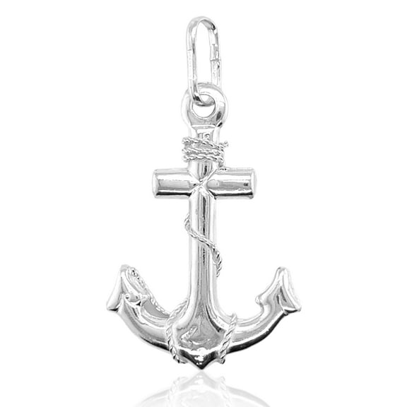 Sterling Silver Anchor W/ Wrapped Rope Pendant