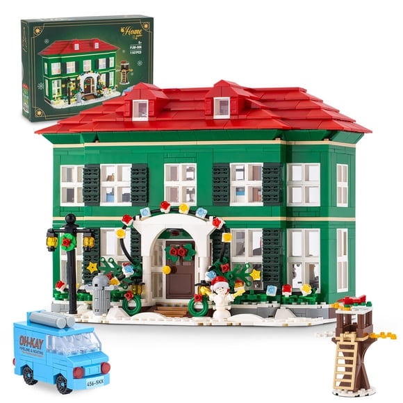 Christmas House Building Set with Light for Adults, NO Compatible with Lego House, 1187PCS Holiday Loness Home Boys House Building Kits, Christmas fo