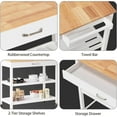 thumbnail image 3 of ANPOO 3 Tier Kitchen Island Carts on Wheels with Storage, Mobile Rolling Cart with Large Capacity Storage Drawers, Towel Rack, Rubber wood Top, for Kitchen and Dining Room, 3 of 7