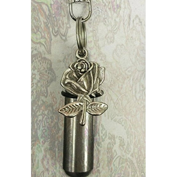 Silver ROSE CREMATION URN with Engraved HEART - Includes Velvet Pouch & Fill Kit