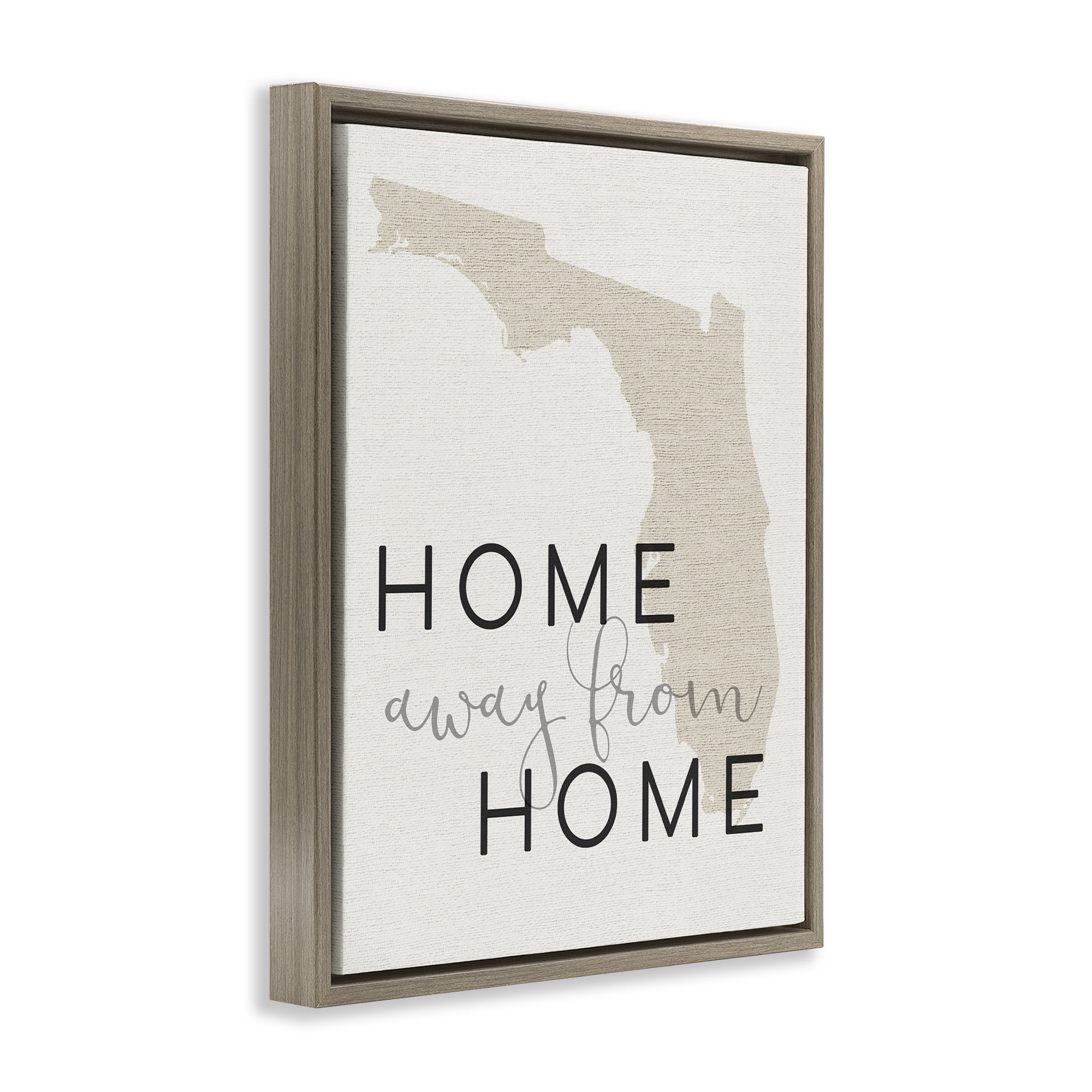 Stupell Industries Home Sweet Florida Typography Town & City Painting Brown Floater Framed Canvas Art Print Wall Art, 25 x 31