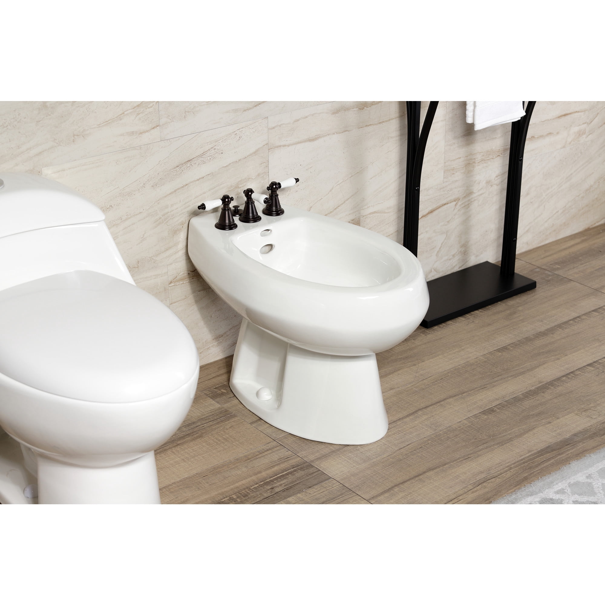 Kingston Brass KB325PL Victorian Three-Handle Bidet Faucet with Brass Pop-Up, Oil Rubbed Bronze