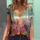 thumbnail image 1 of Puntoco Tallas grandes Mujer Manga corta Impreso Cuello en V Tops Camiseta Blusa Puntoco Puntoco-2355, 1 of 5