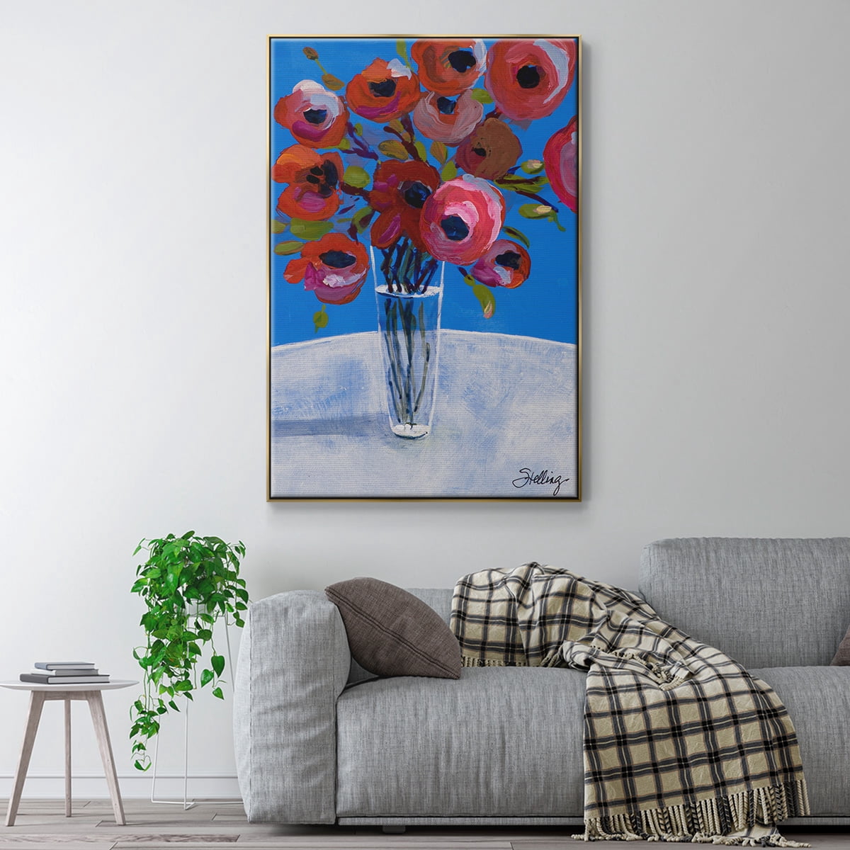 Poppies Framed Premium Gallery Wrapped Canvas - Ready to Hang - 17 x 25 - Gold Floating Frame