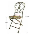 thumbnail image 6 of Westcharm Outdoor Folding Metal Patio Bistro Chair 2-Piece Set with Scrolling Heart & Peacock Tail Motif, Verdigris Green, 6 of 8