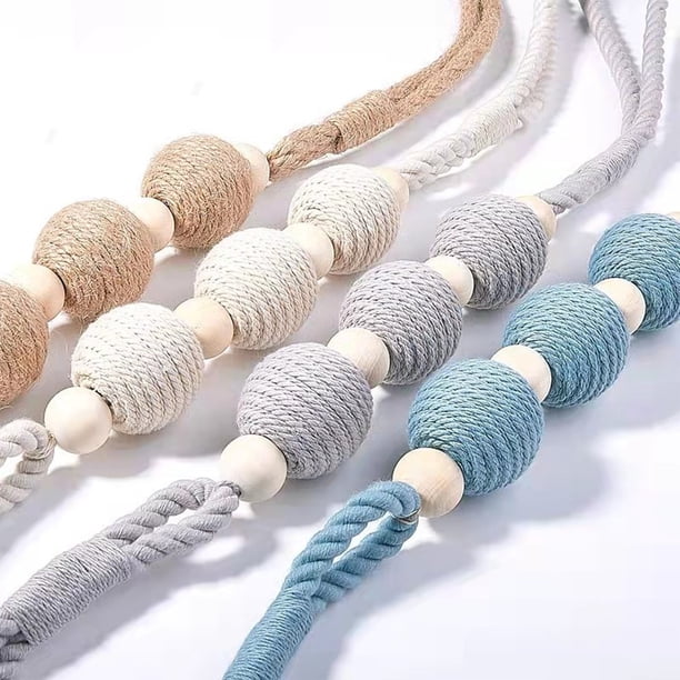 Cuerdas Bohemi para Cortina - 31,5" beige, azul, blanco, gris - Sujetos naturales de cuerda T-Wist con ganchos para cortinas